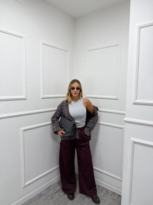 Pantaloni palazzo bustino asimmetrico Citylife vinaccia 12728