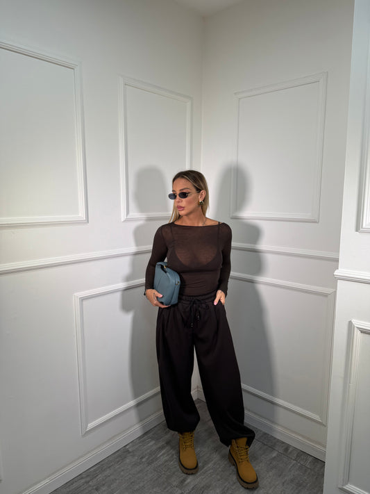 Pantaloni baggy balloon cioccolato m16085