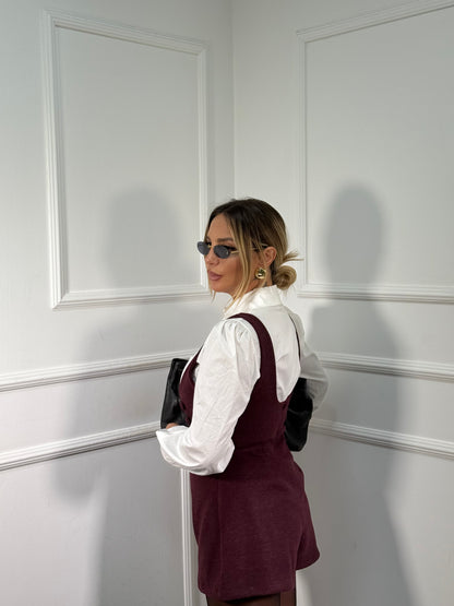 Salopette in flanella con camicia bordeaux 6781