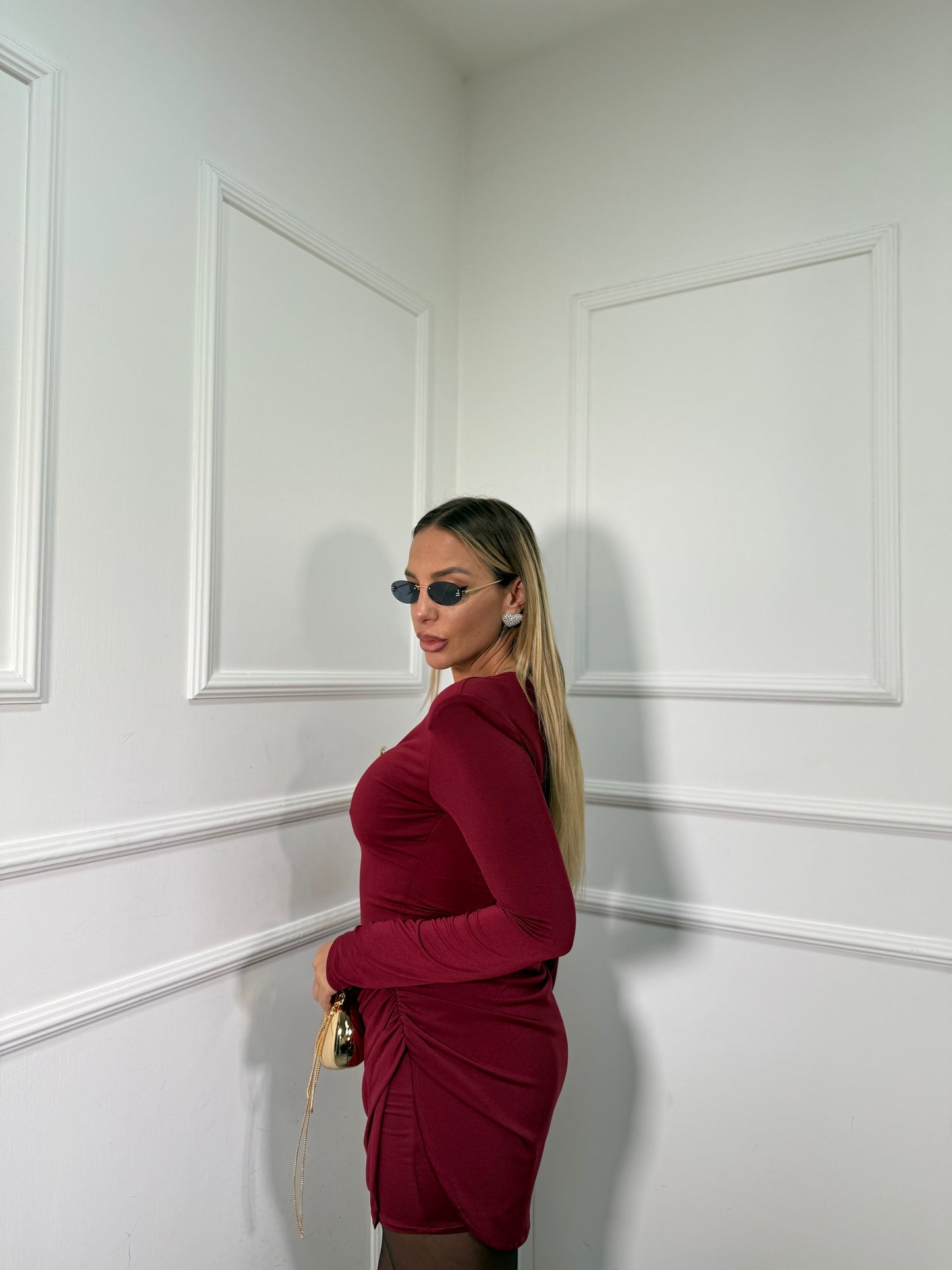 Abito con drappeggi Lolita bordeaux 44835