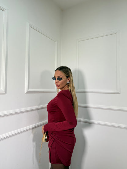 Abito con drappeggi Lolita bordeaux 44835