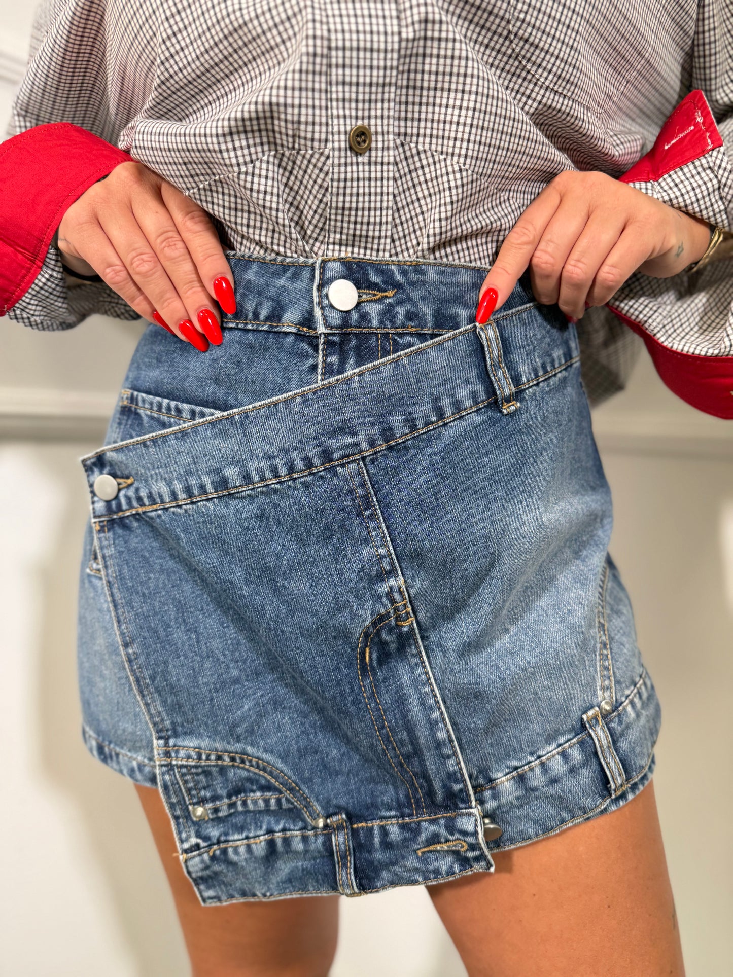 Gonna in denim asimmetrica lavaggio scuro Jinny 2769