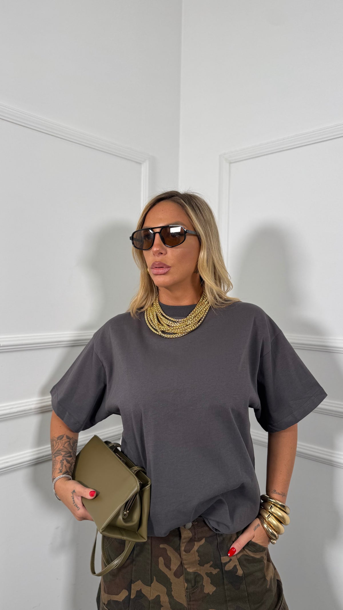T-shirt in 100% cotone grigio antracite la001