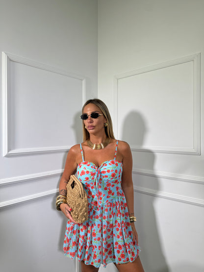 Abito jumpsuit in chiffon a fiori verde acqua 23908