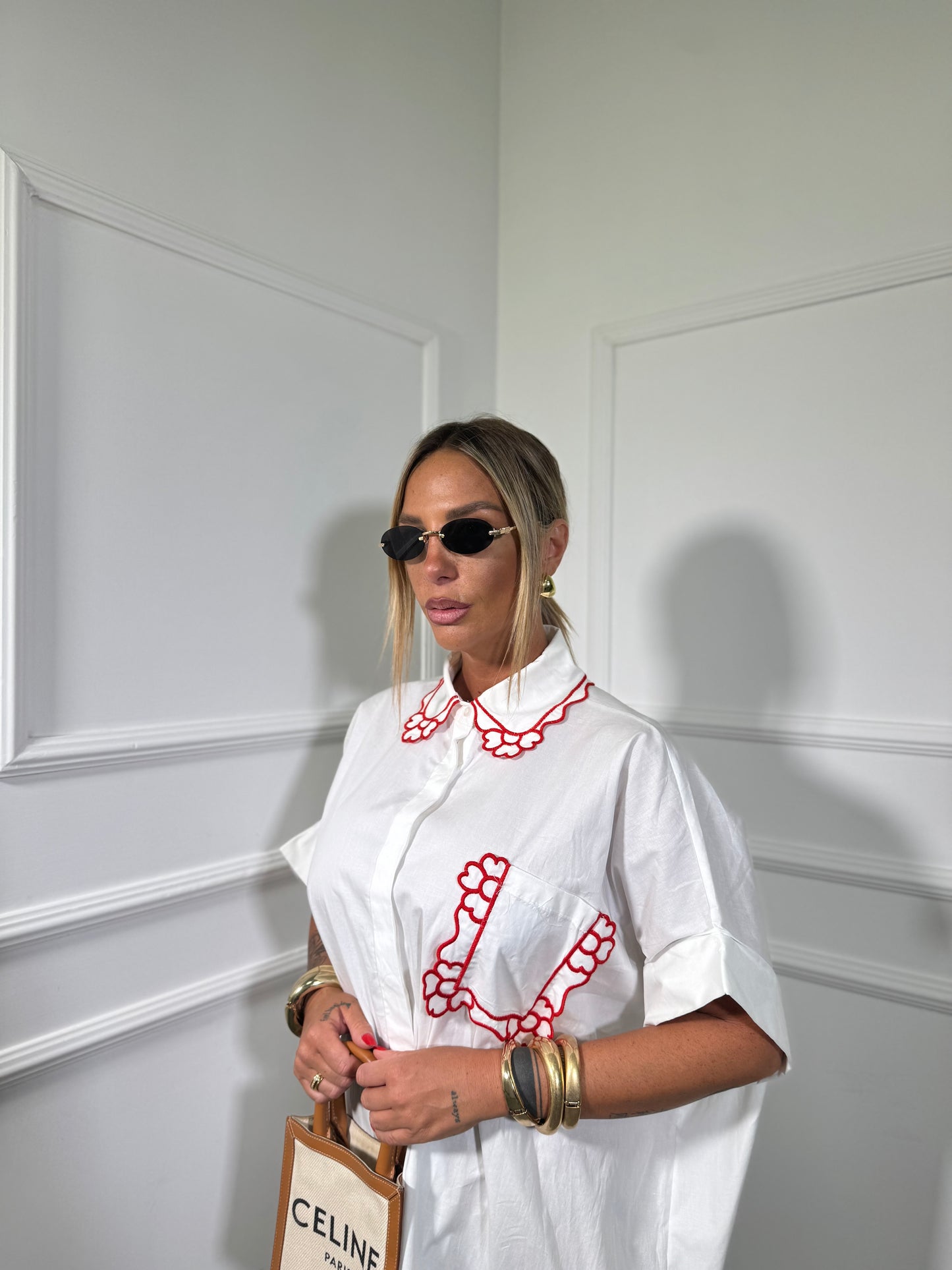 Camicione midi oversize (curvy) Funny bianco