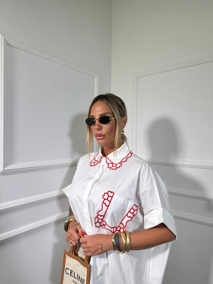 Camicione midi oversize (curvy) Funny bianco