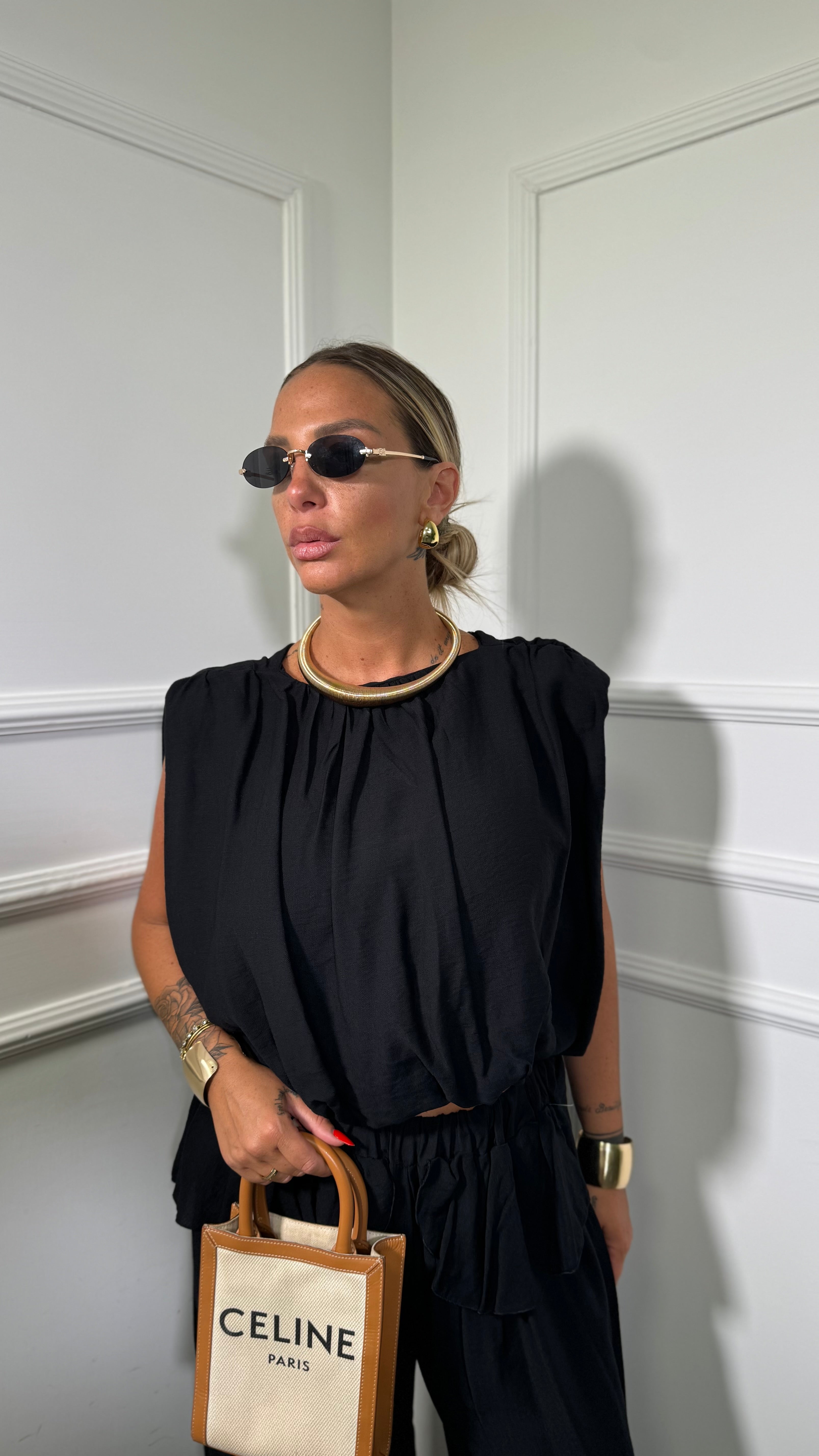 Coordinato in viscosa con rouges Atene (curvy) nero 52745275