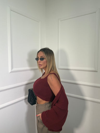 Twin set in lana cotta Bunny bordeaux