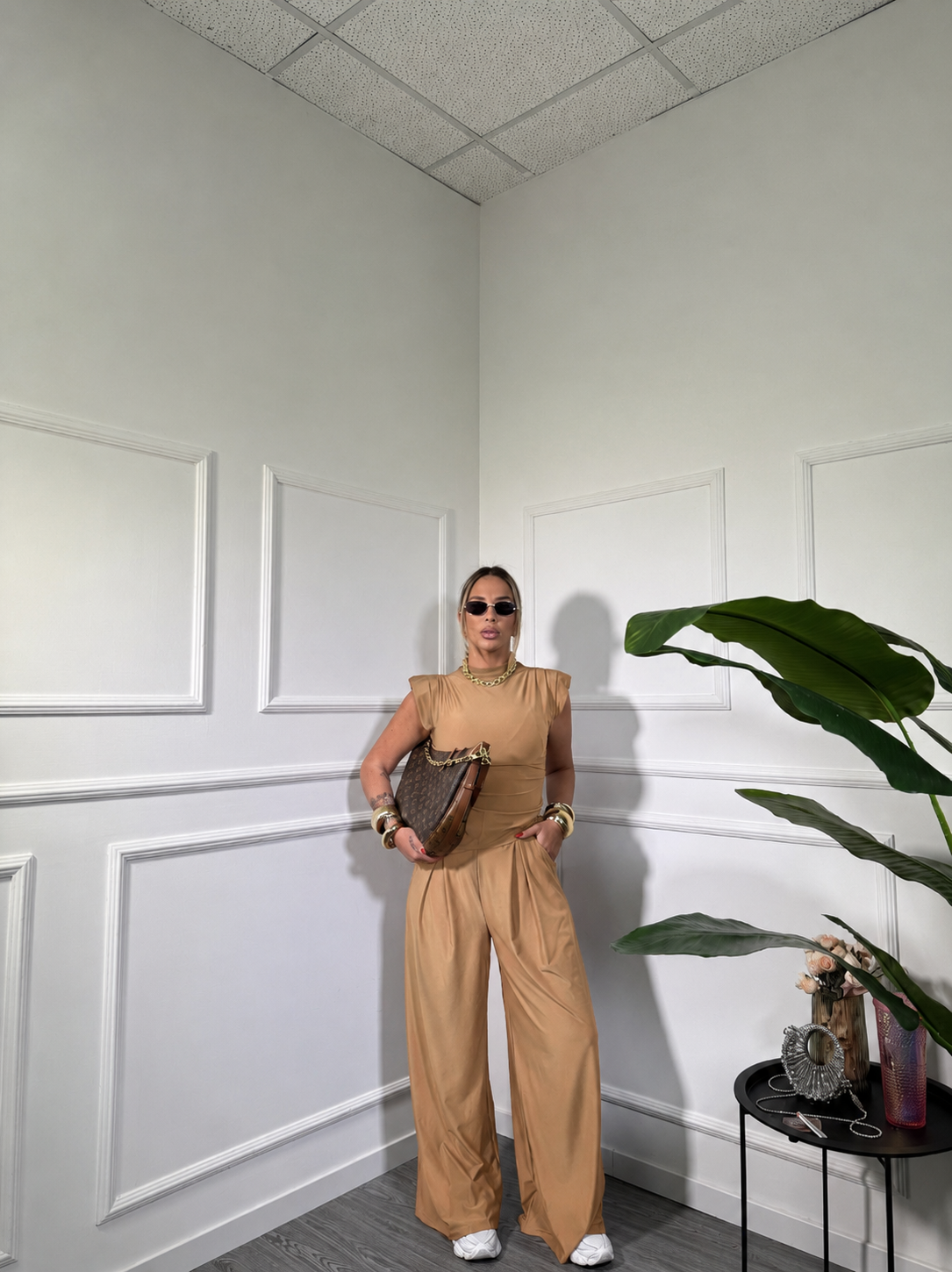 Coordinato in lycra Clio camel