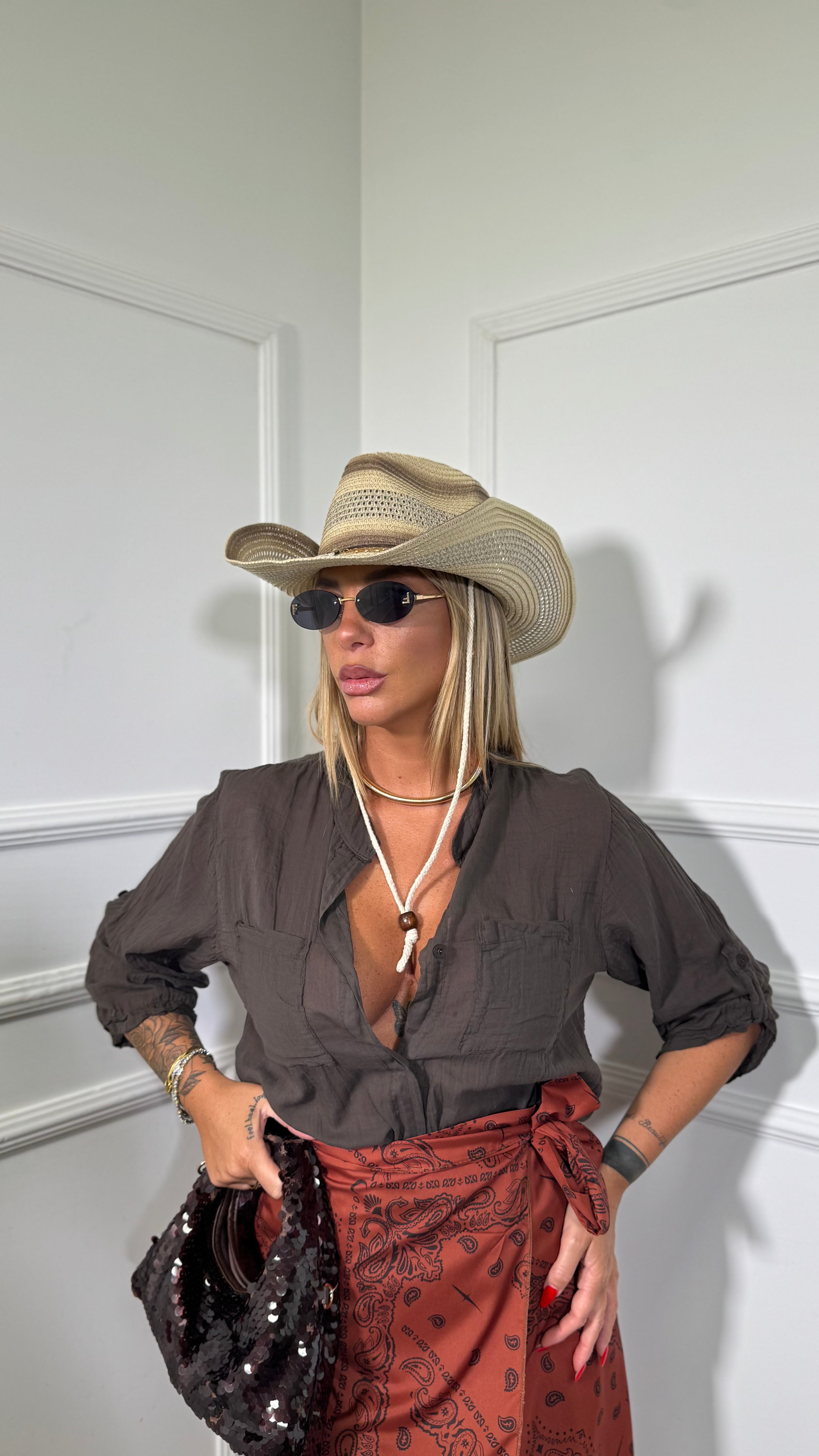 Camicia con taschini 100% cotone Bocadillo cioccolato 212553a