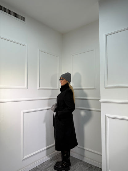 Maxi cappotto collo alto Boston nero 251148