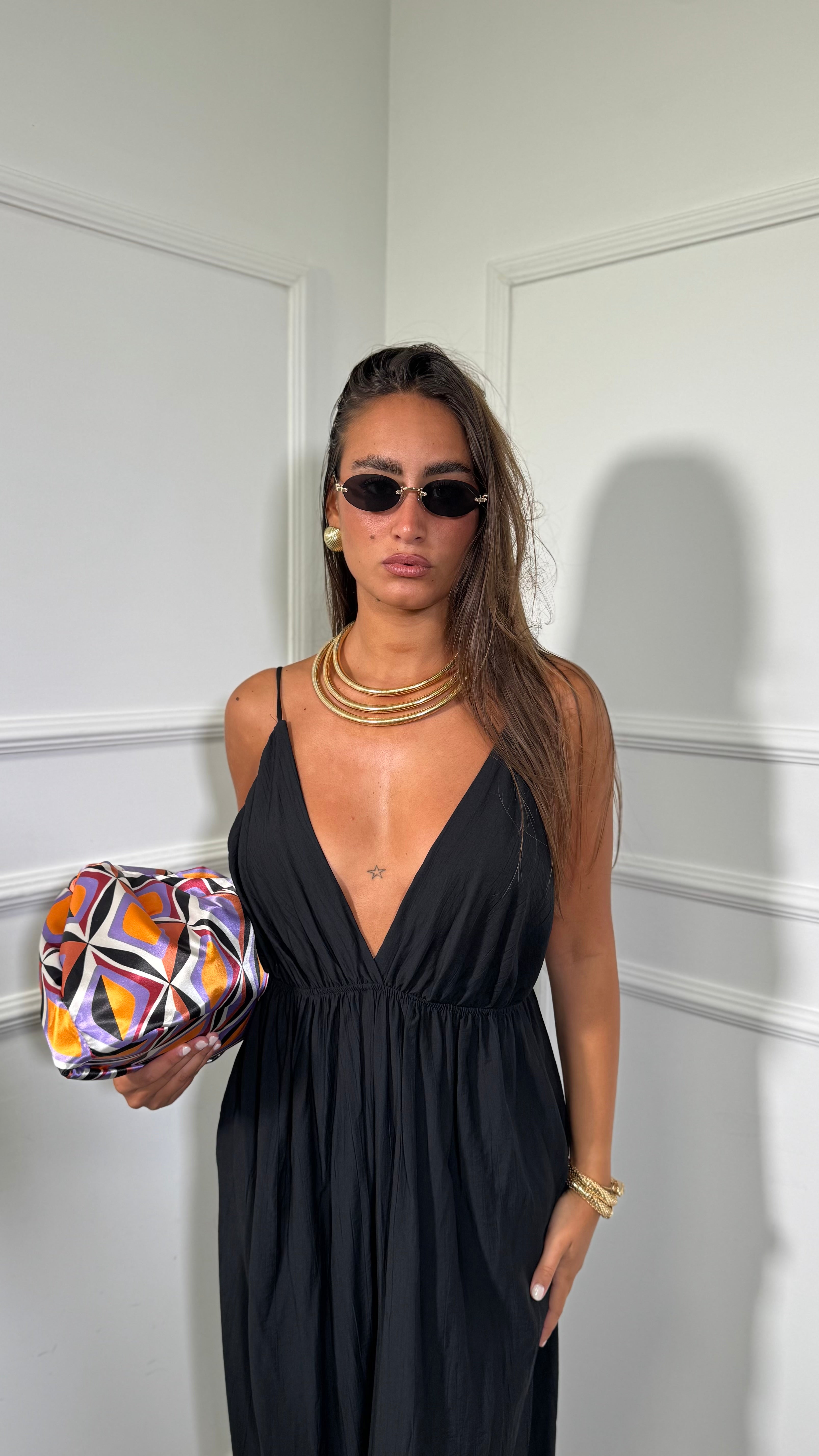 Jumpsuit balloon in viscosa Mirena nera nf9295