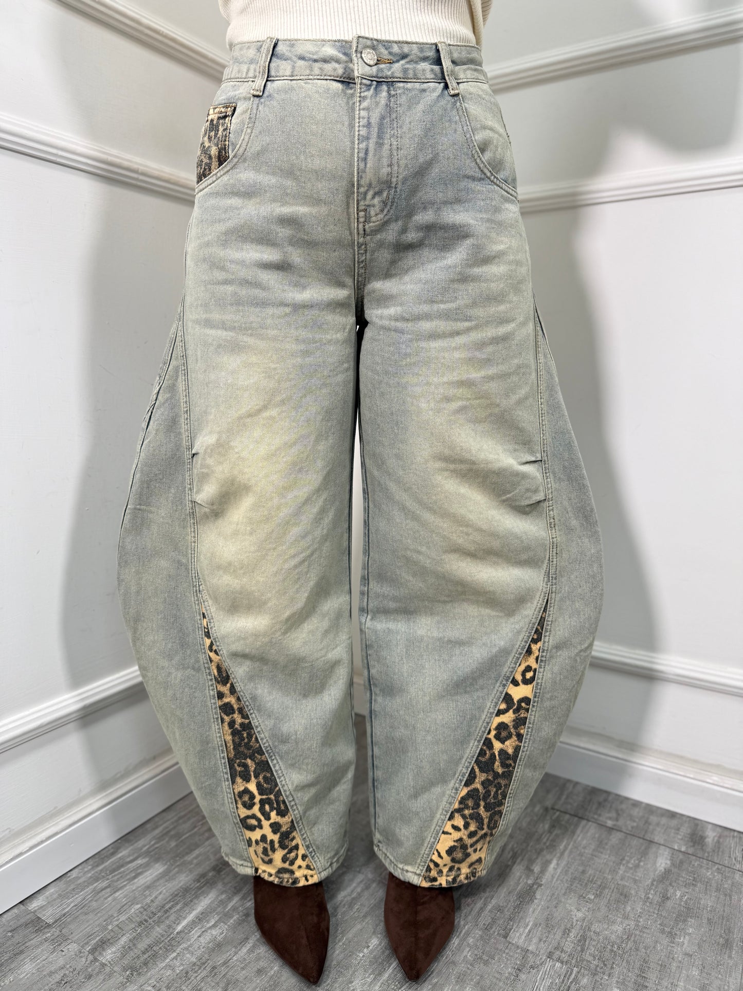Jeans balloon con inserti maculati Andromeda 8251