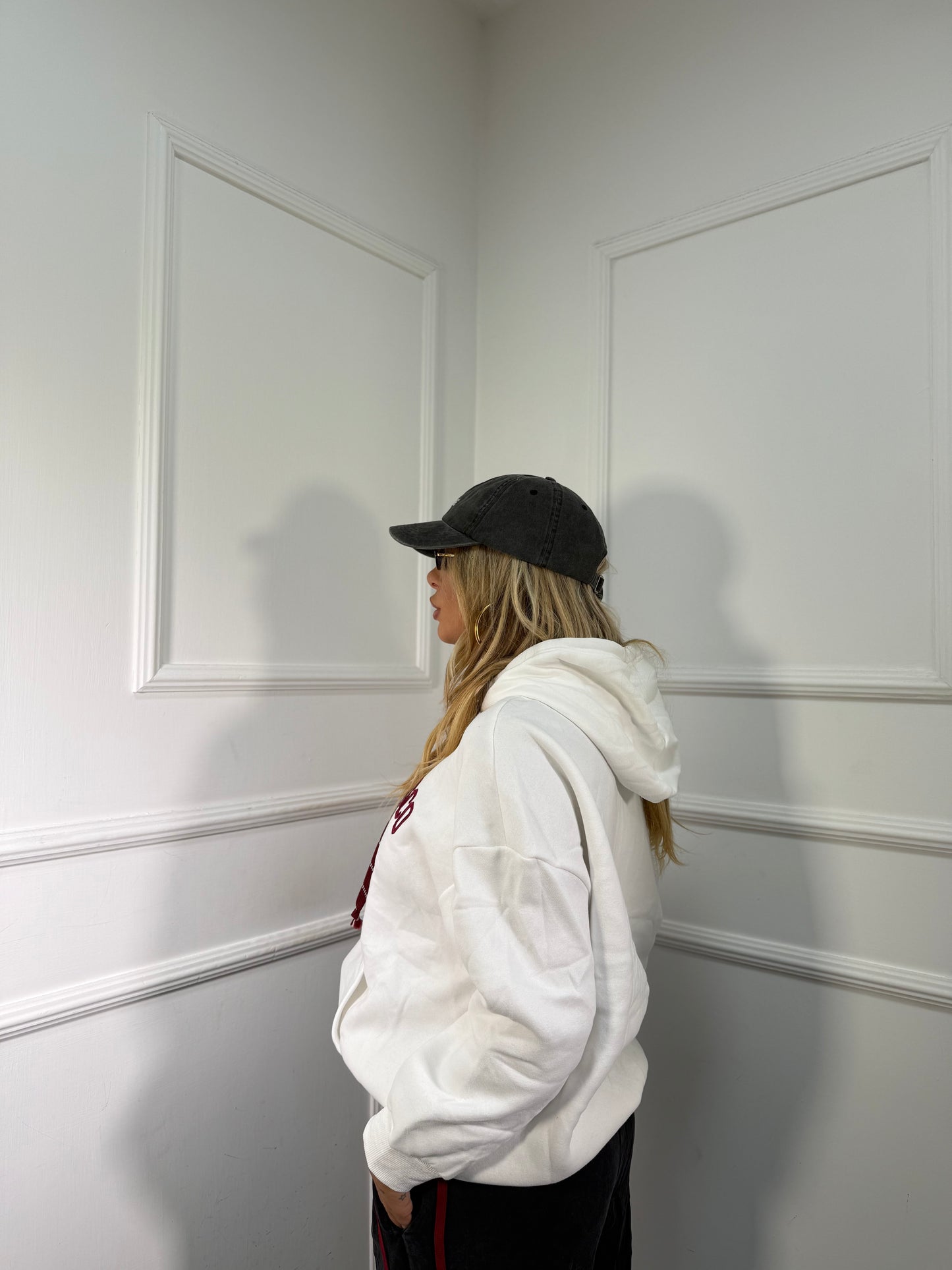 Felpa oversize in pile San Francisco bianca a65474