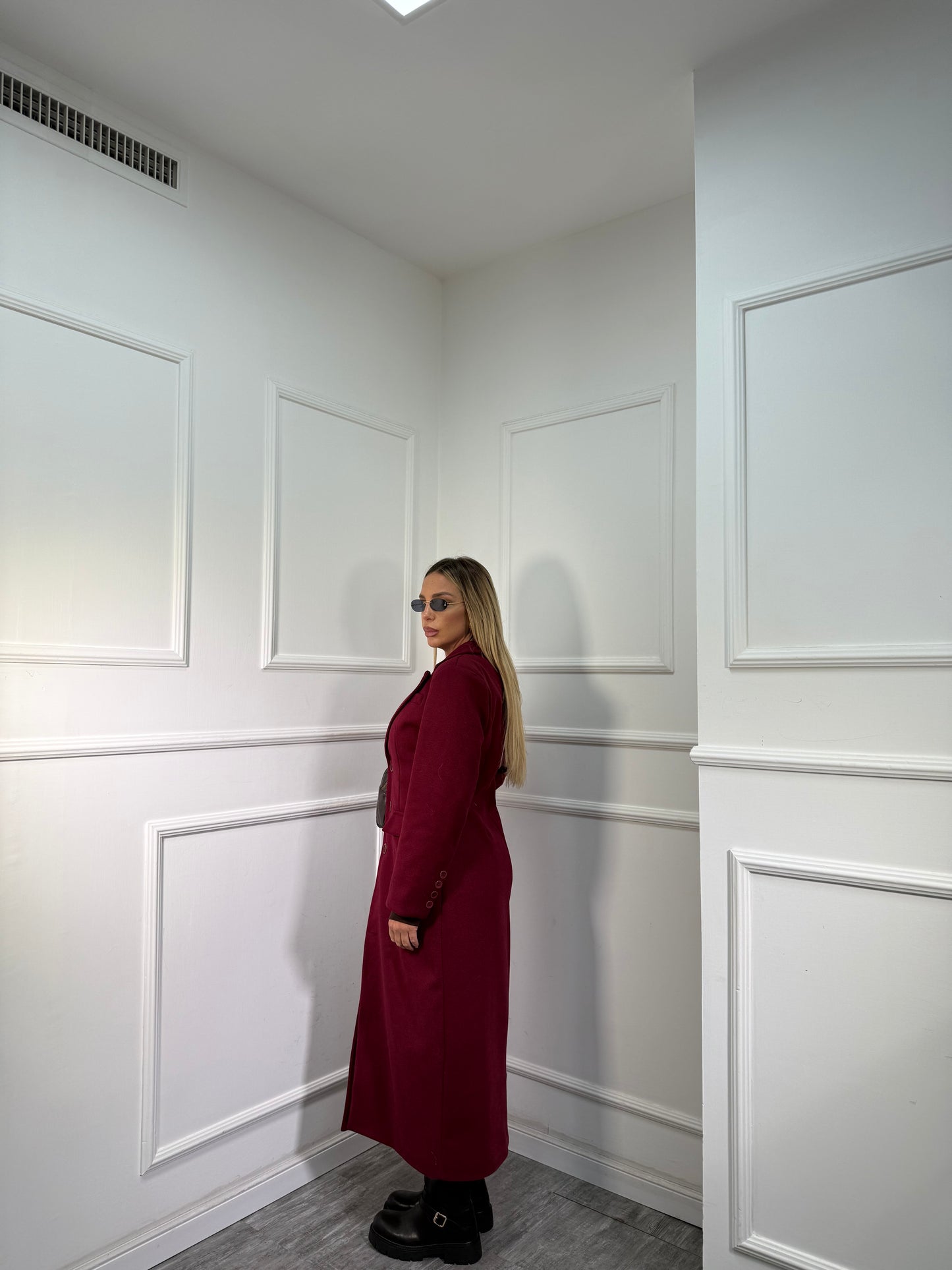 Cappotto in panno avvitato Erin bordeaux 5928