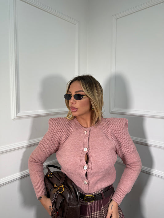 Cardigan con spalline Yara rosa antico 609