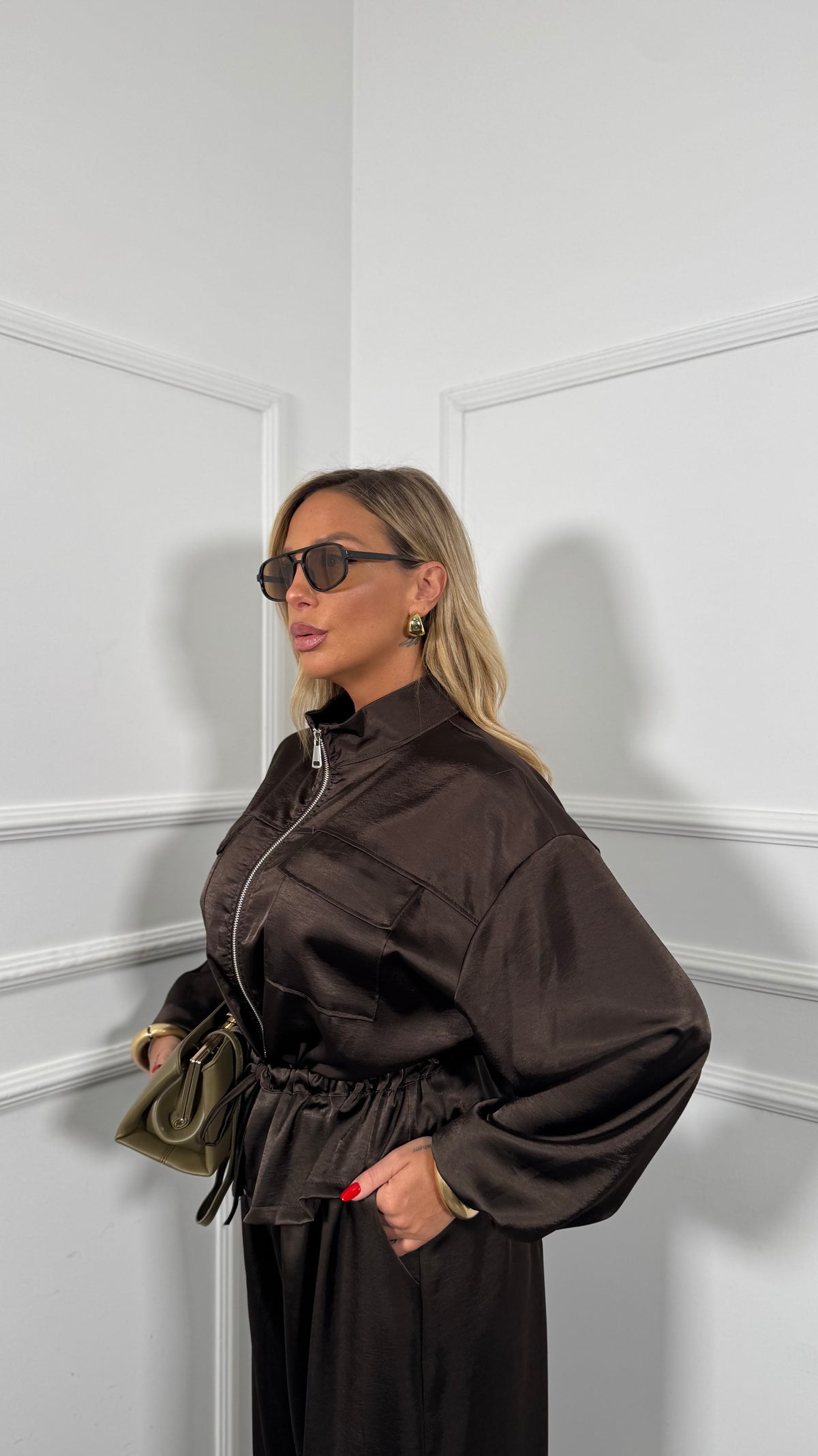 Coordinato in satin Curvy Sportychic cioccolato hp9206-1d
