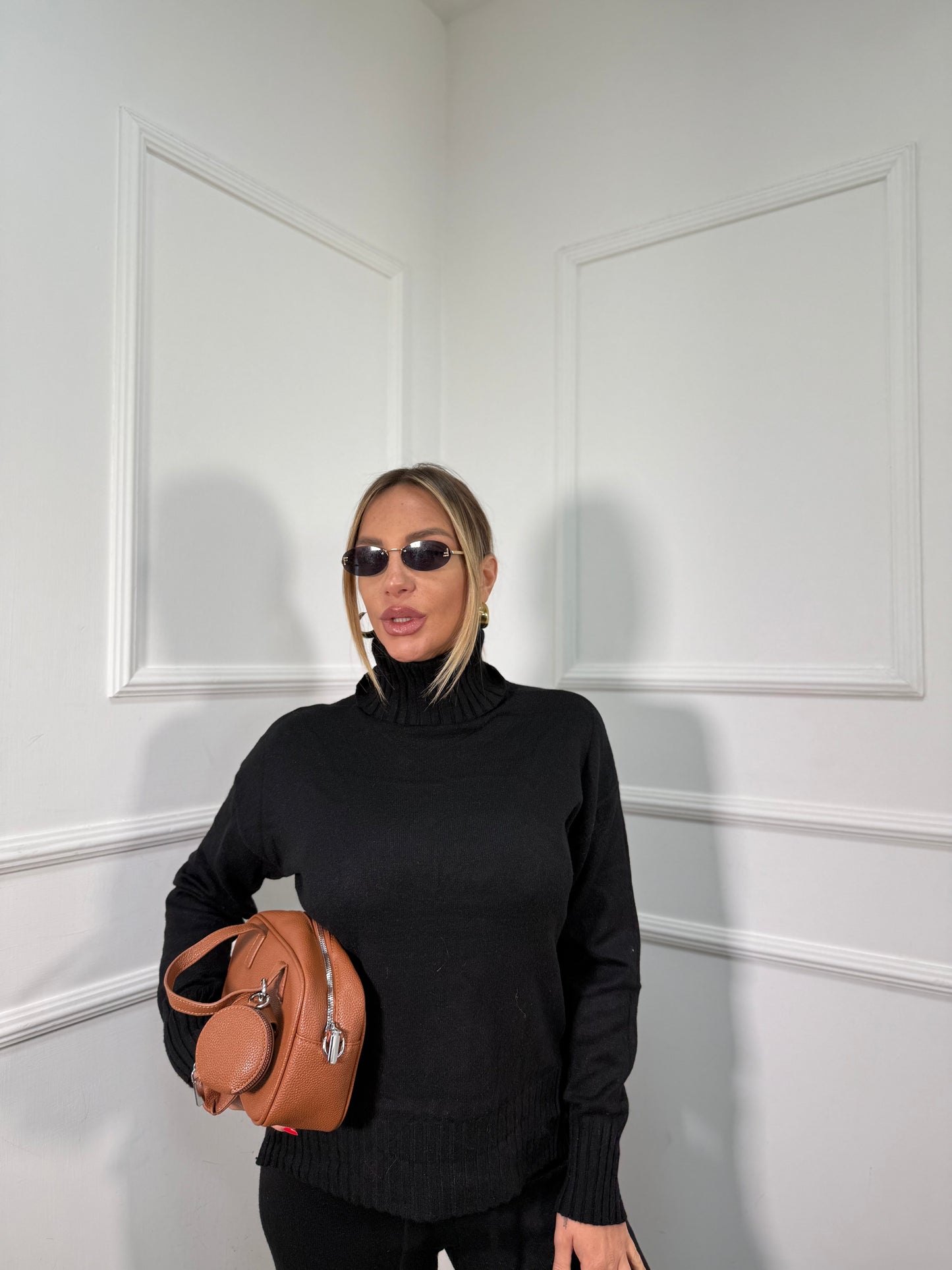 Coordinato lana rasata Snow nero 016