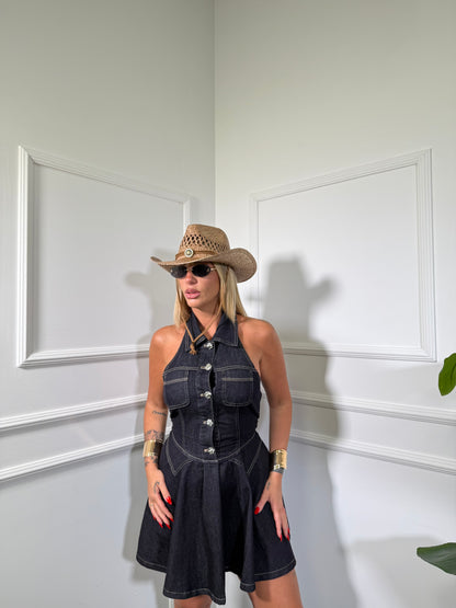 Abito in denim scollo americano Gaby lavaggio zero 2775