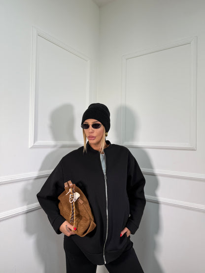 Coordinato tuta in pile Stoccolma nero 22663