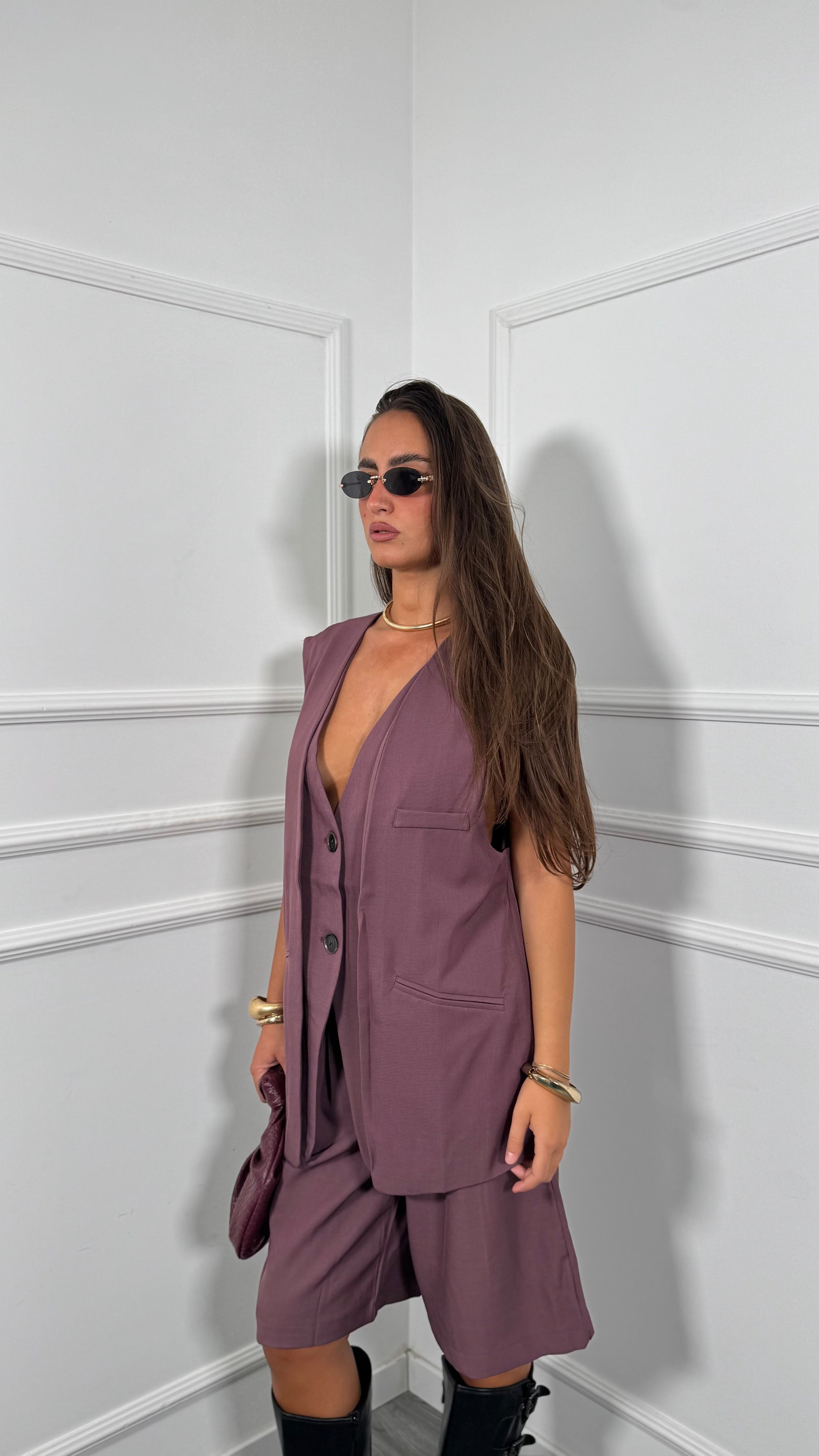 Tailleur con bermuda Sandy malva 2808