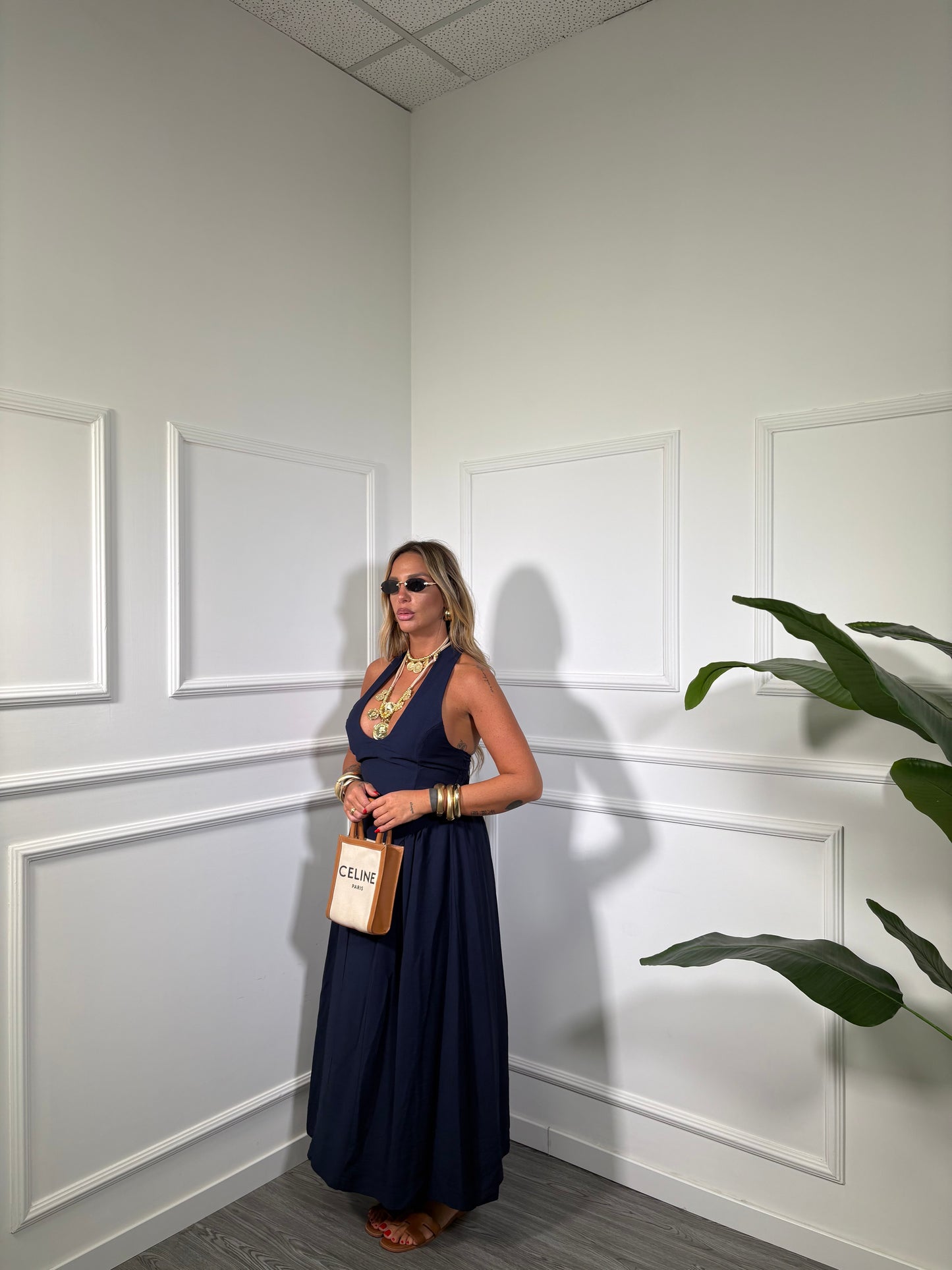 Abito midi a campana Sandy blu 58185