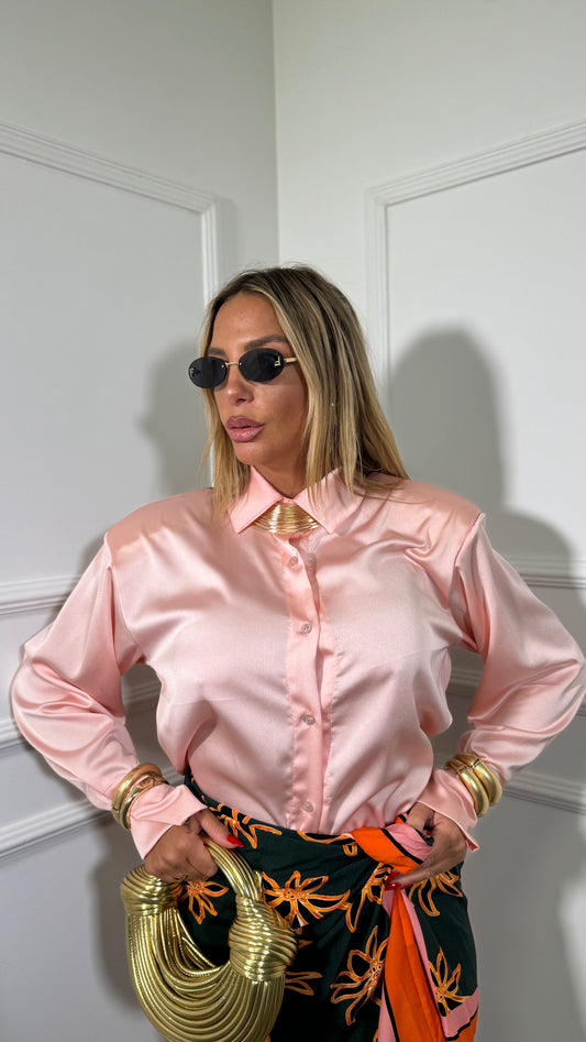 Camicia in satin con spalline manica campana Elite 9993 (vari colori)