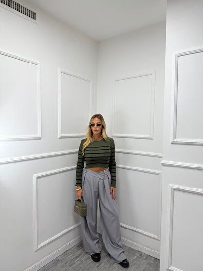 Pantaloni palazzo bustino asimmetrico Dinner grigio 18172