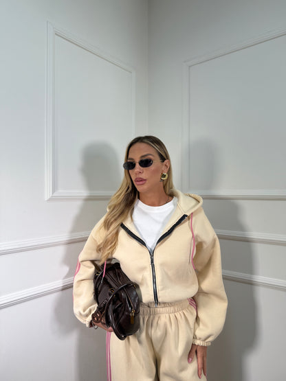 Coordinato in tuta Again panna/rosa 22648