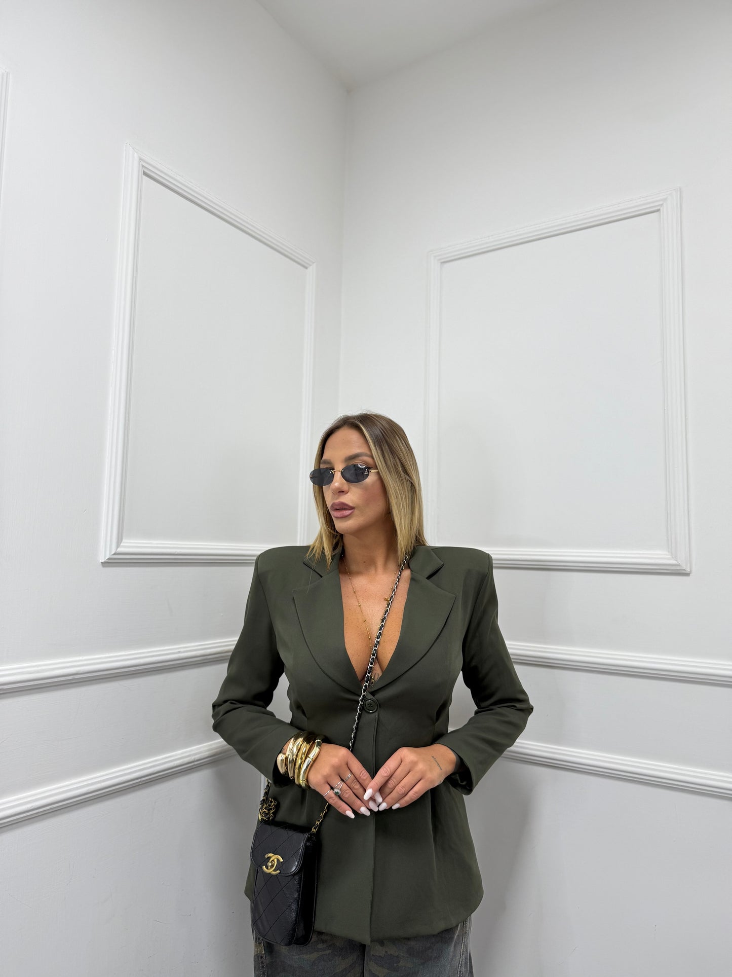 Blazer con spalline Corinne verde kiwi 22586