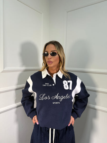 Felpa con colletto The Club blu a64977