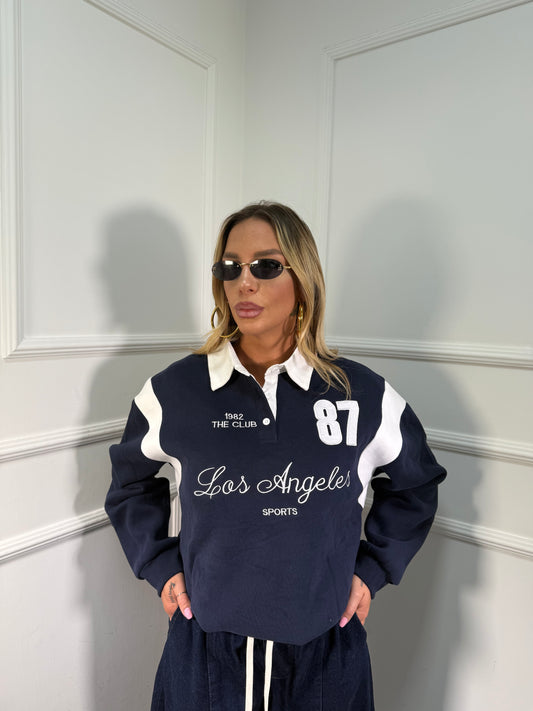 Felpa con colletto The Club blu a64977