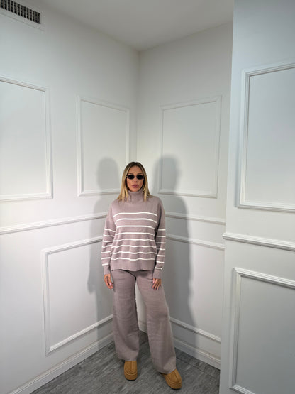 Coordinato in lana rasata Butter taupe g118