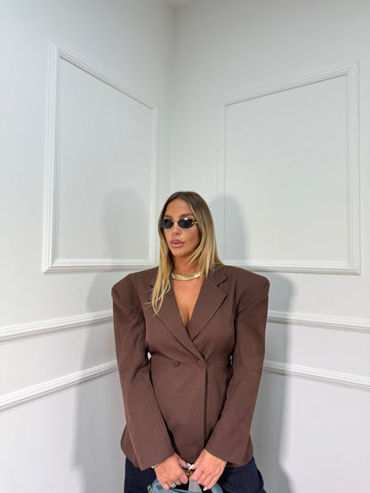 Blazer avvitato con spalline Jenner cioccolato v10595 premium quality