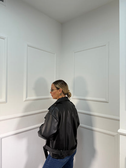 Chiodo oversize ecopelle Logan nero 4573