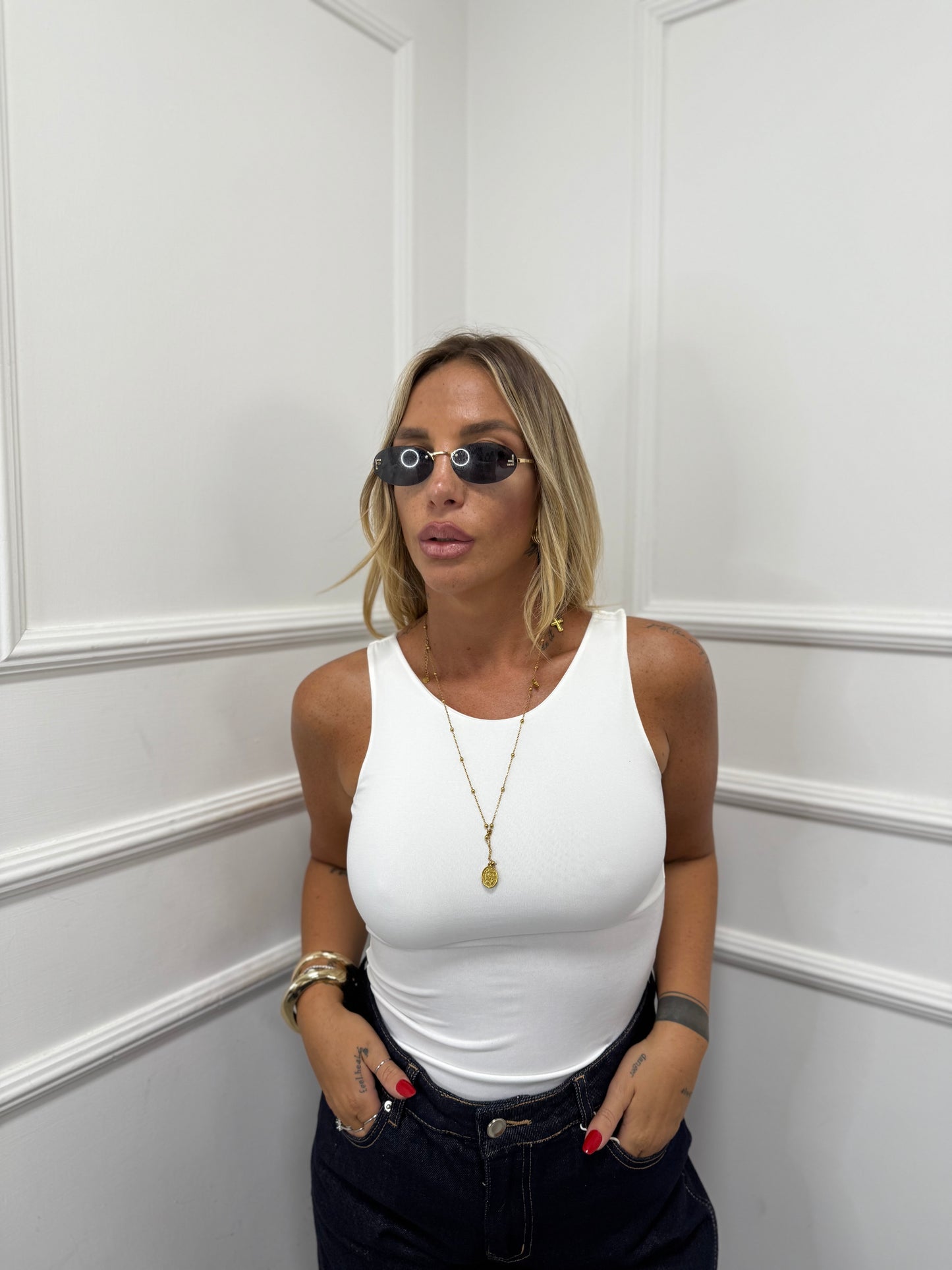 Body giromanica Basic bianco 23090