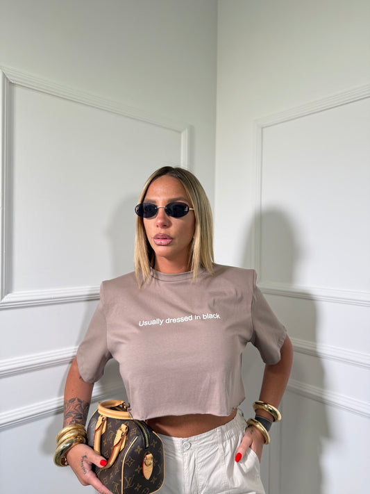 T-shirt crop con spalline by justwest Usually taupe jw1906