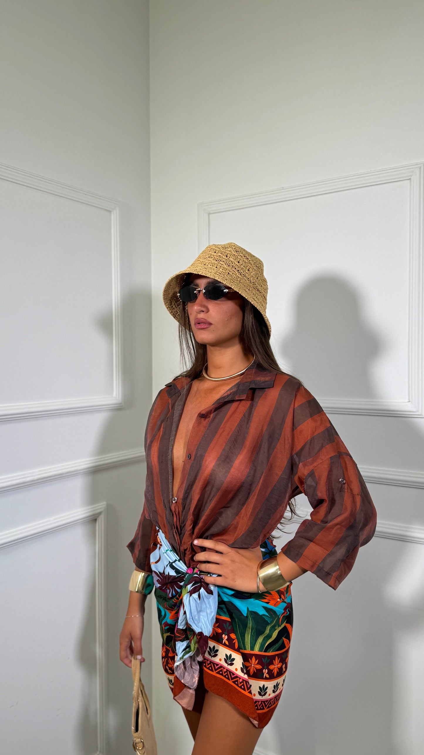 Pareo con scimmietta e fiori Mougli 30296