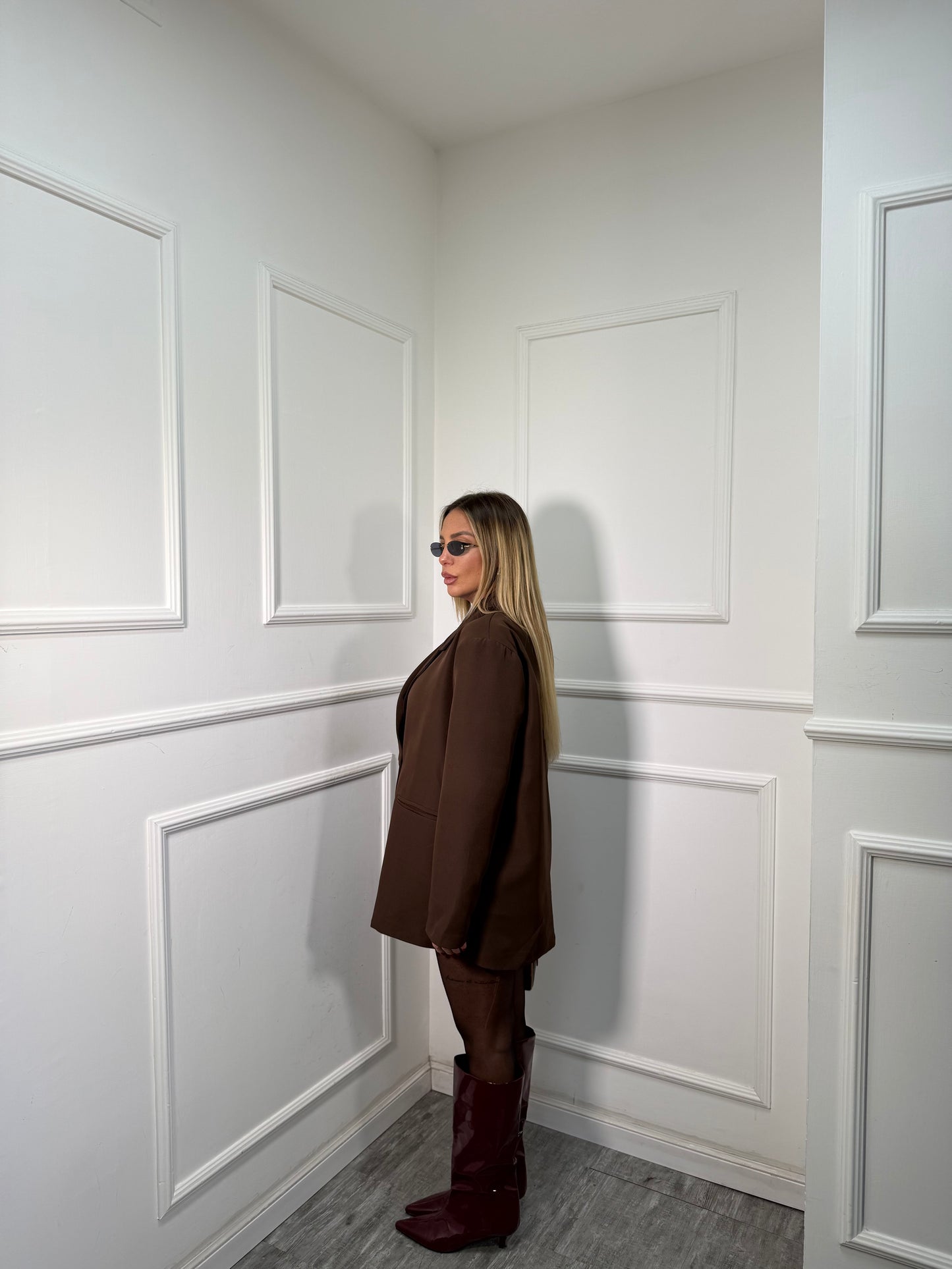 Abito giacca taglio asimmetrico Attico cioccolato 42672