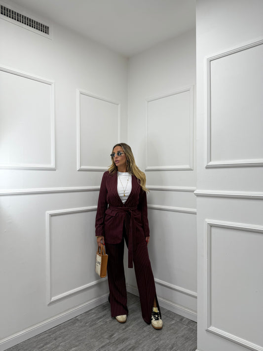 Tailleur gessato Camy vinaccia 30575