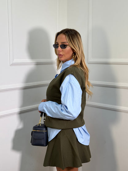 Coordinato lana rasata Maddox verde oliva k481