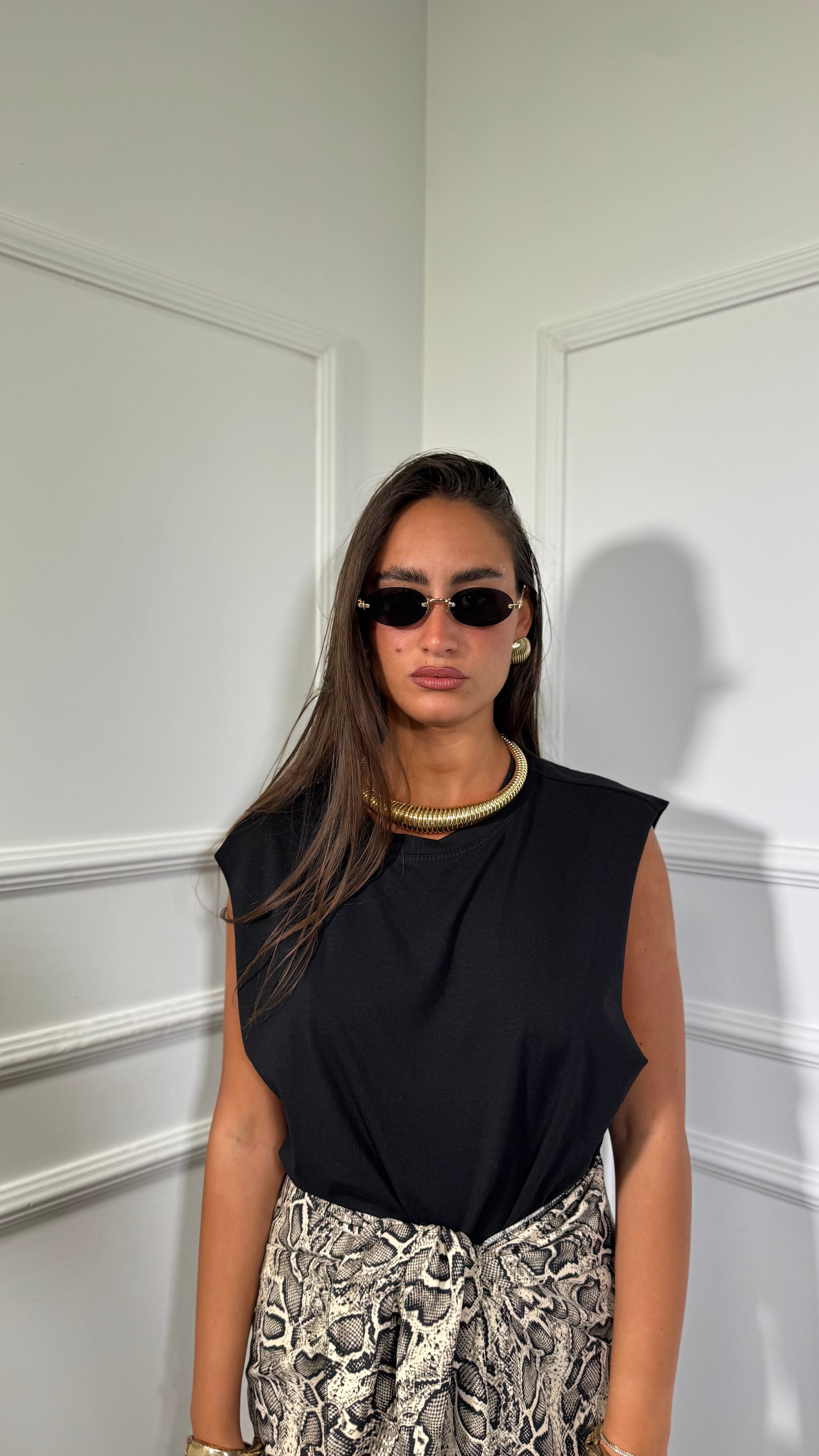 T-shirt giromanica oversize Get Ready nera