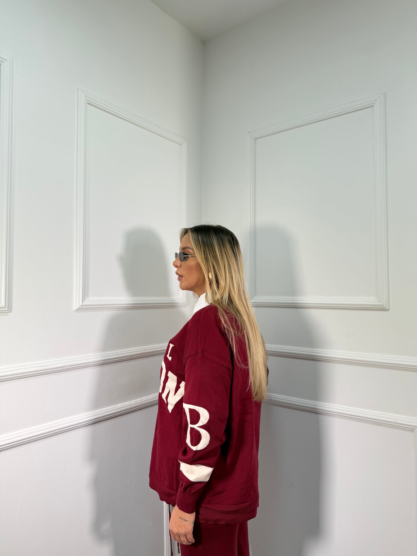 Coordinato in lana rasata Boston bordeaux 3654