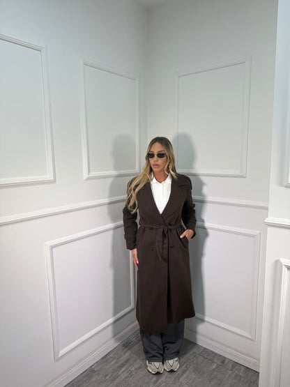 Cappotto in panno Marielle cioccolato D385