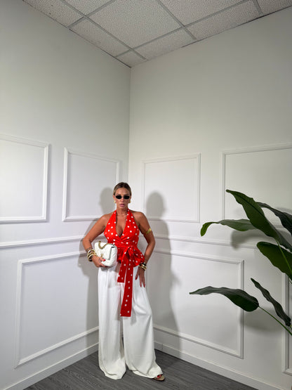 Pantaloni palazzo doppio bottone (curvy) Crissy bianco 250805