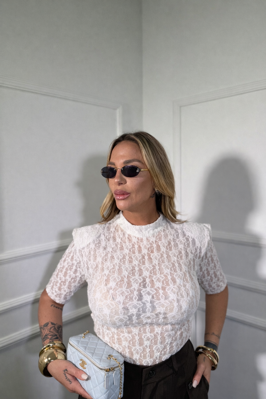 Body pizzo mezza manica con spalline Tuiga (vari colori) 16621