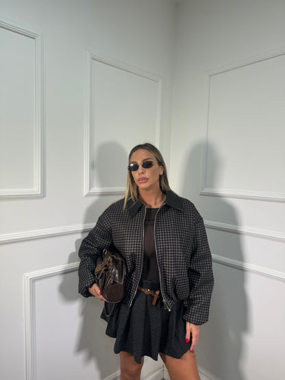 Bomber in panno a quadretti Bond Street grigio antracite 6811