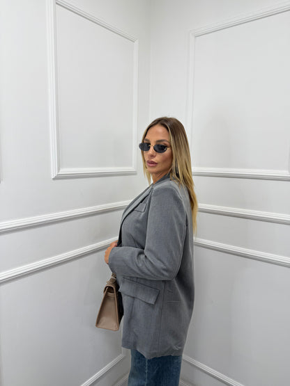 Blazer con spalline Classic slim grigio m11035