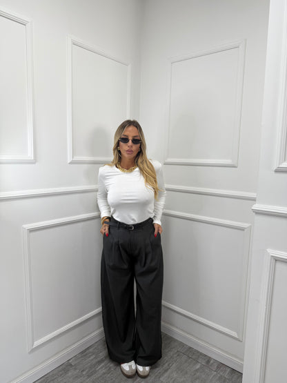 Pantaloni con cinturino grigio fumo mbx15711