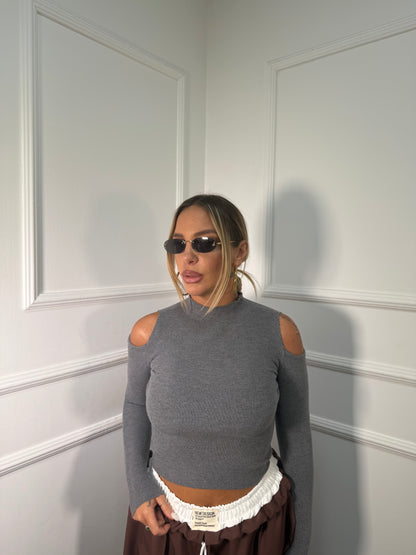 Maglioncino a costine lana rasata Harmony grigio ty8505